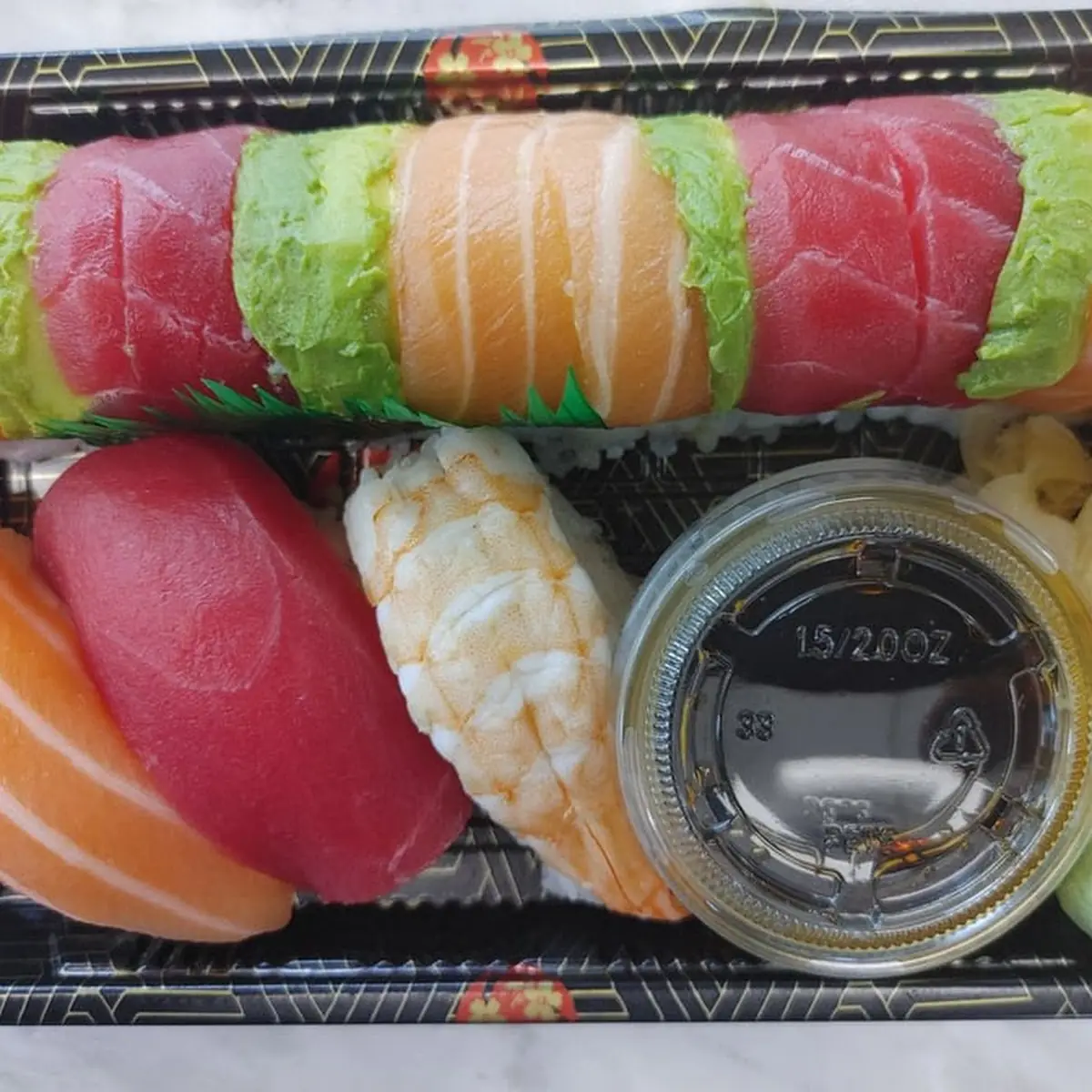 Spicy Salmon Roll and Rainbow Roll