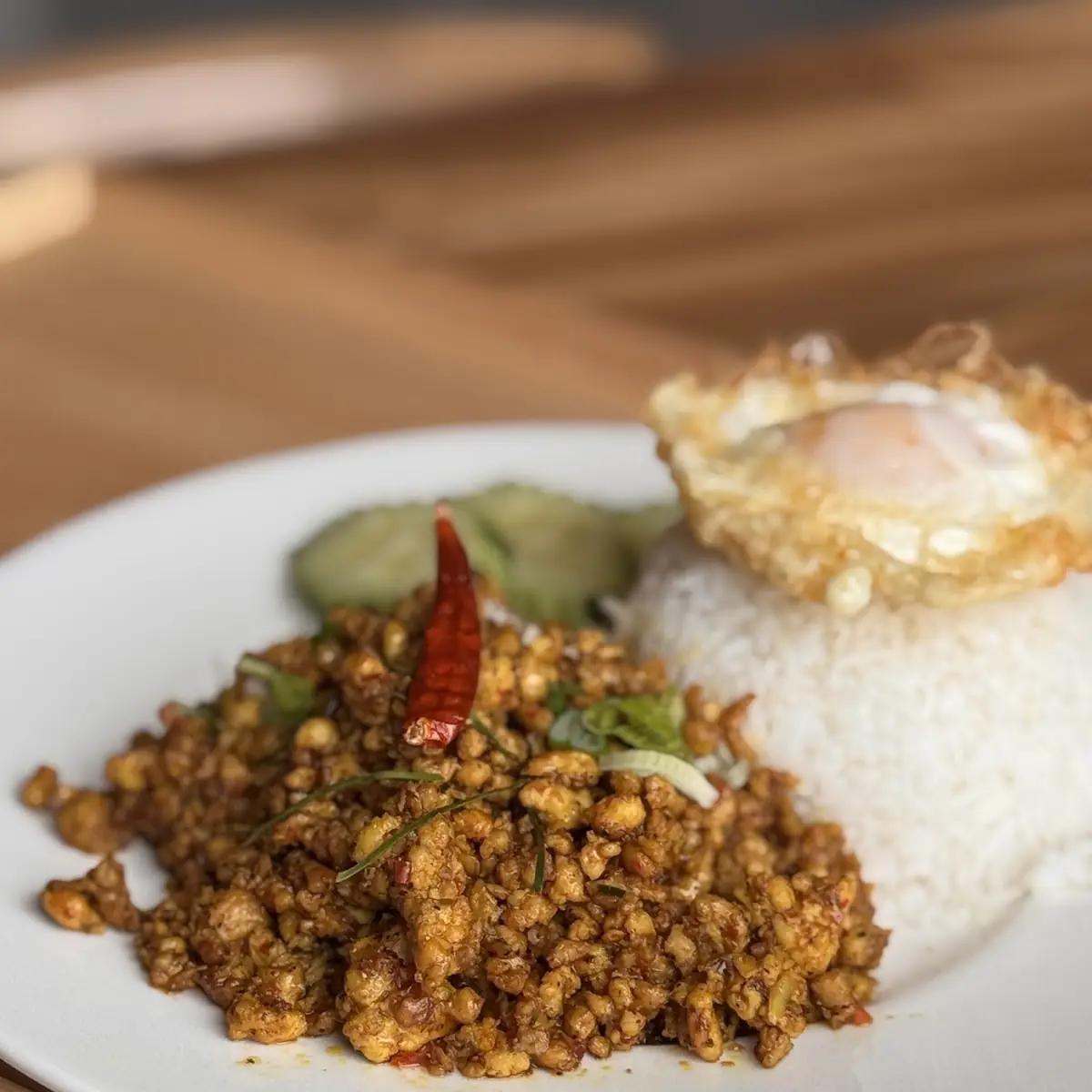 pad kra pao chicken rice with fried egg กระเพราไก่ไข่ดาว