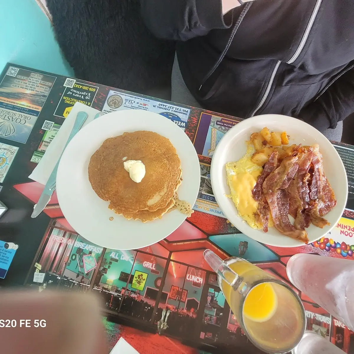 Pancake Bacon Eggs Home Fries