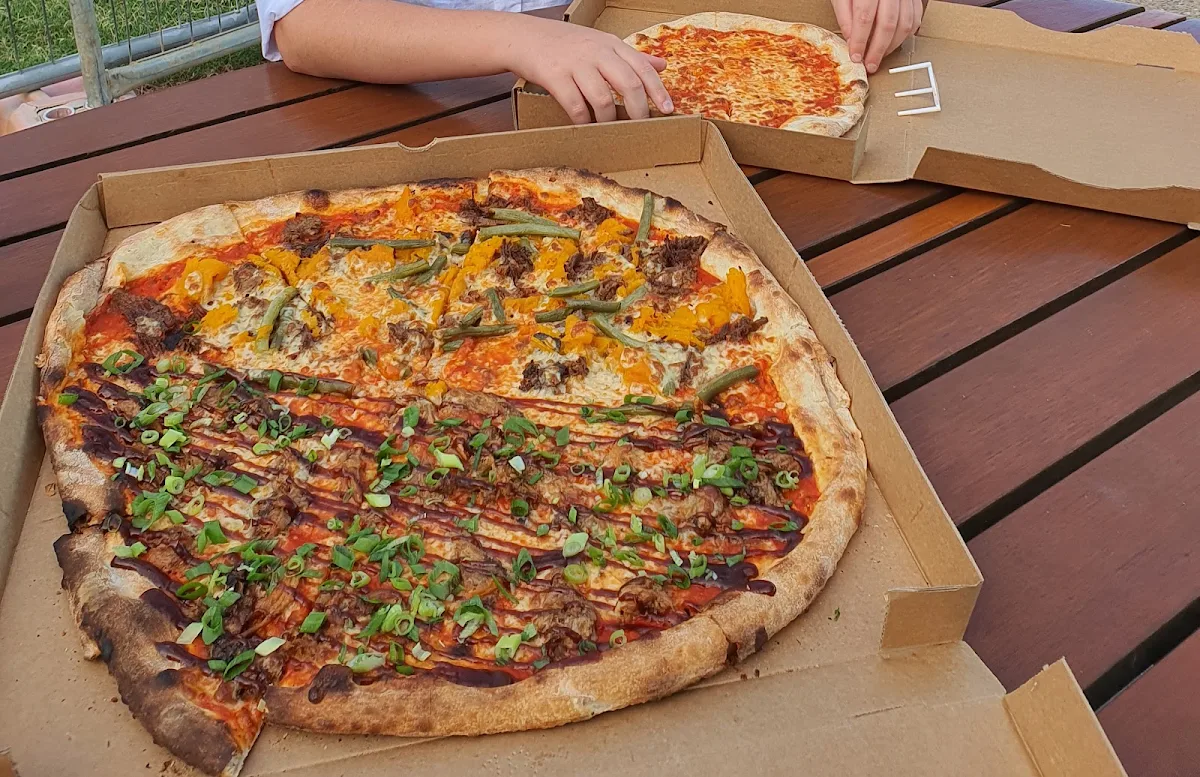 Half Slow Lamb Half BBQ Chicken, Burleigh Pizza
