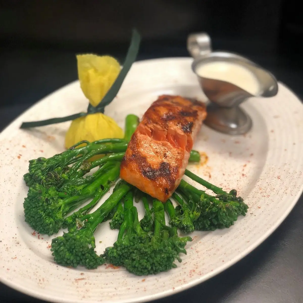 Cedar Plank Salmon with Sauce Beurre Blanc