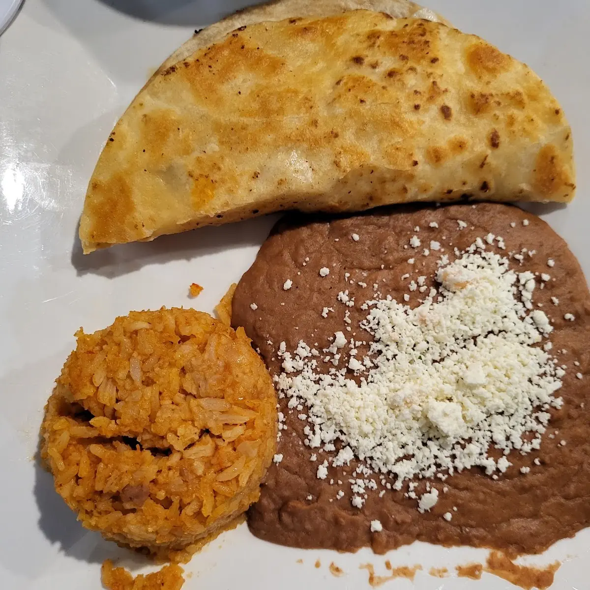 Steak Quesadilla and Rice