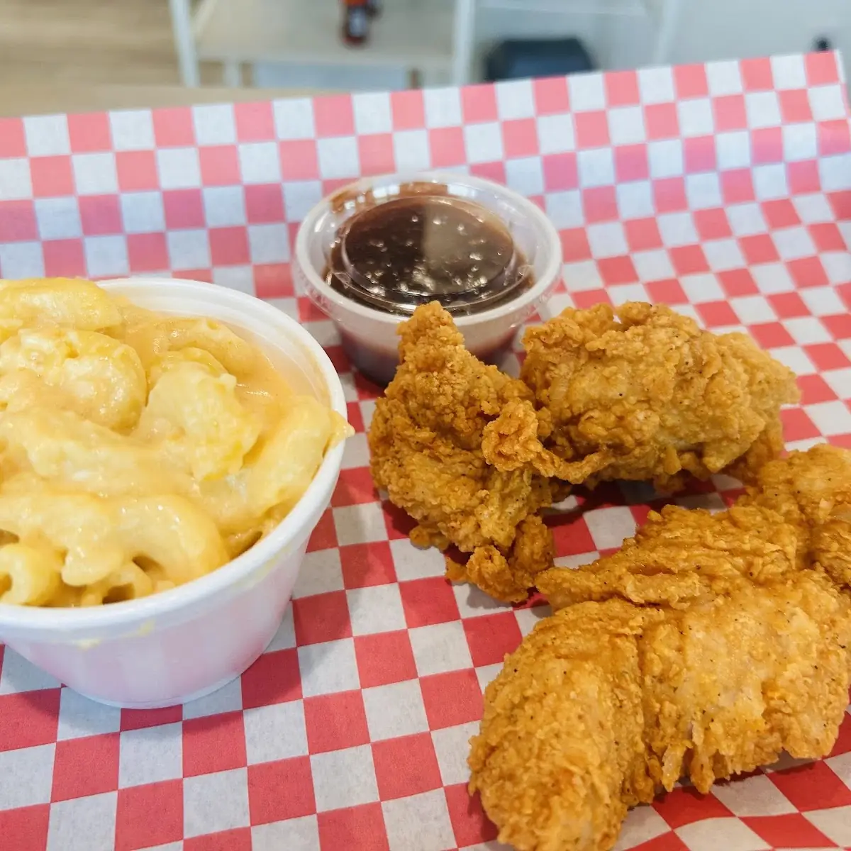 Chicken Strips with Mac and Cheese