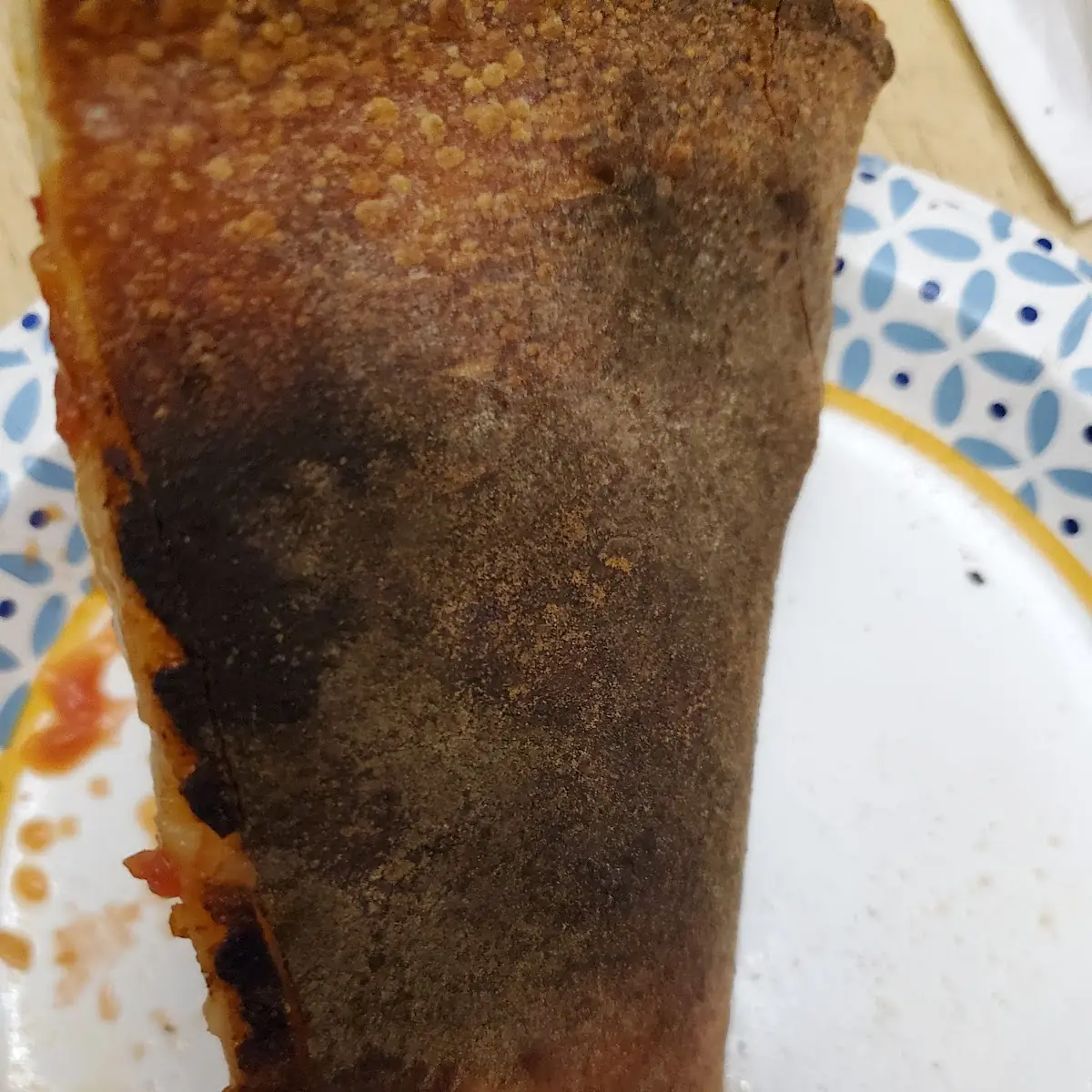 Garbage Pizza Burnt on the Bottom Raw on Top
