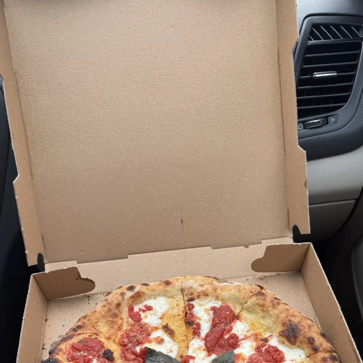 Neapolitan Pizza with Pulled Bocconcini Cheese Garlic Basil Tomato Sauce and Topped with Fresh Basil