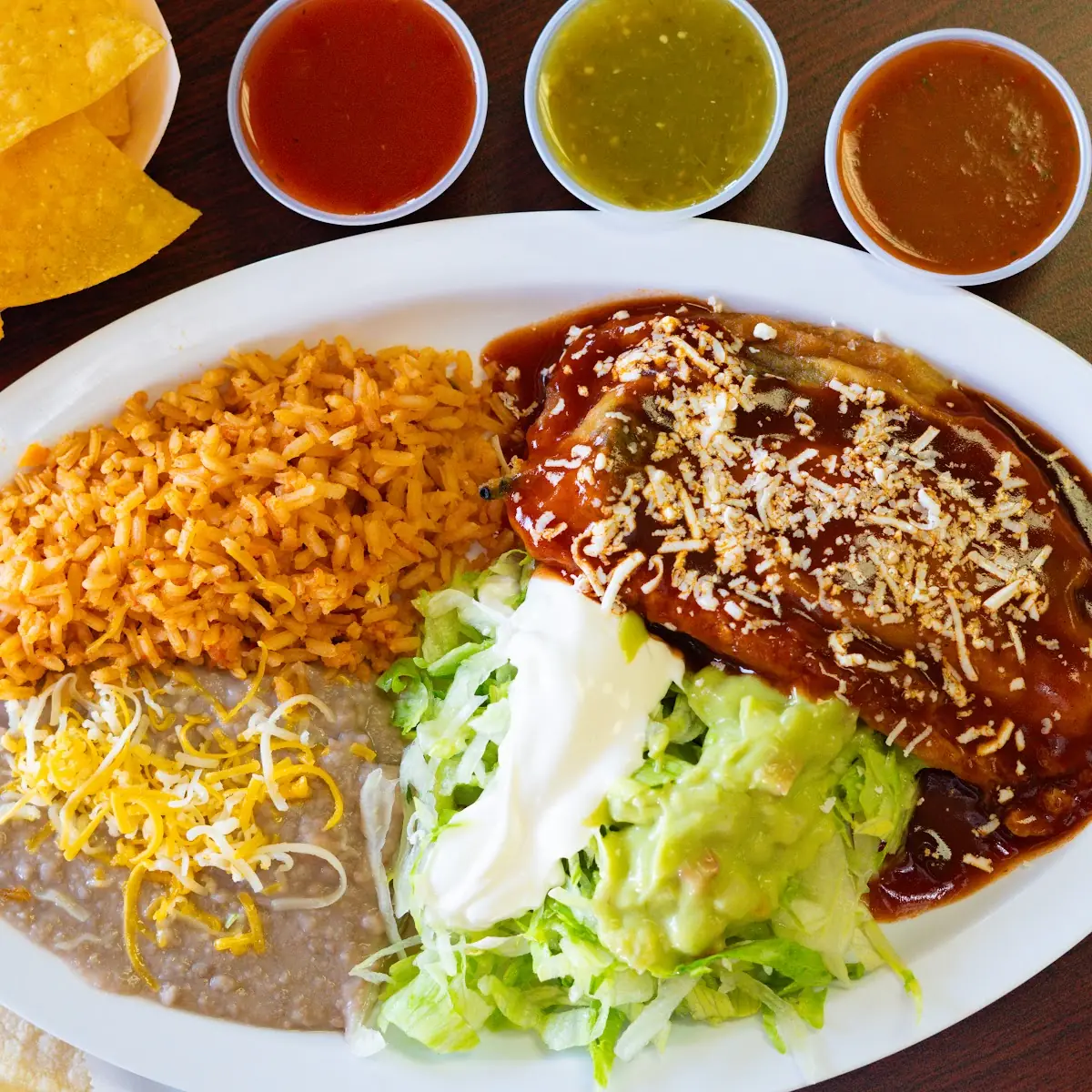 Enchilada Combo with Rice & Beans