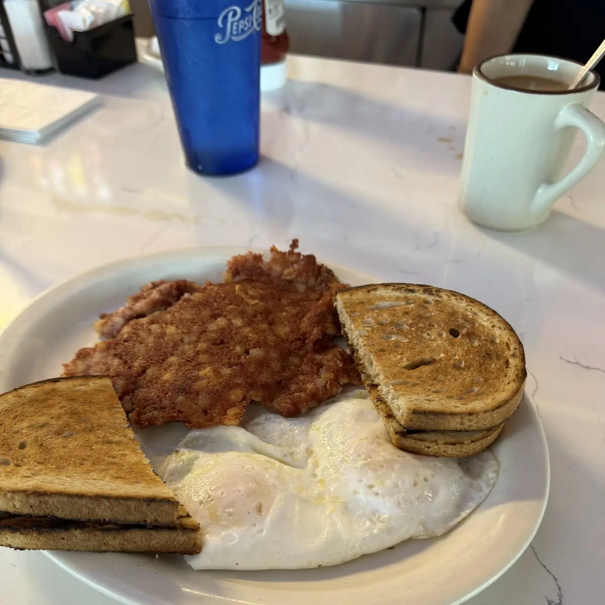 Corned Beef Hash and Eggs and Toast
