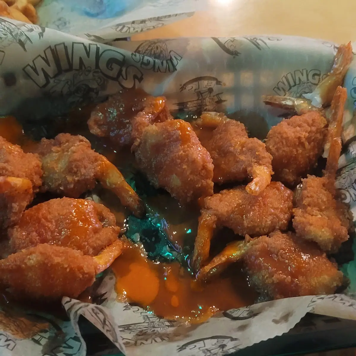 Fried Shrimp with Medium Wing Sauce