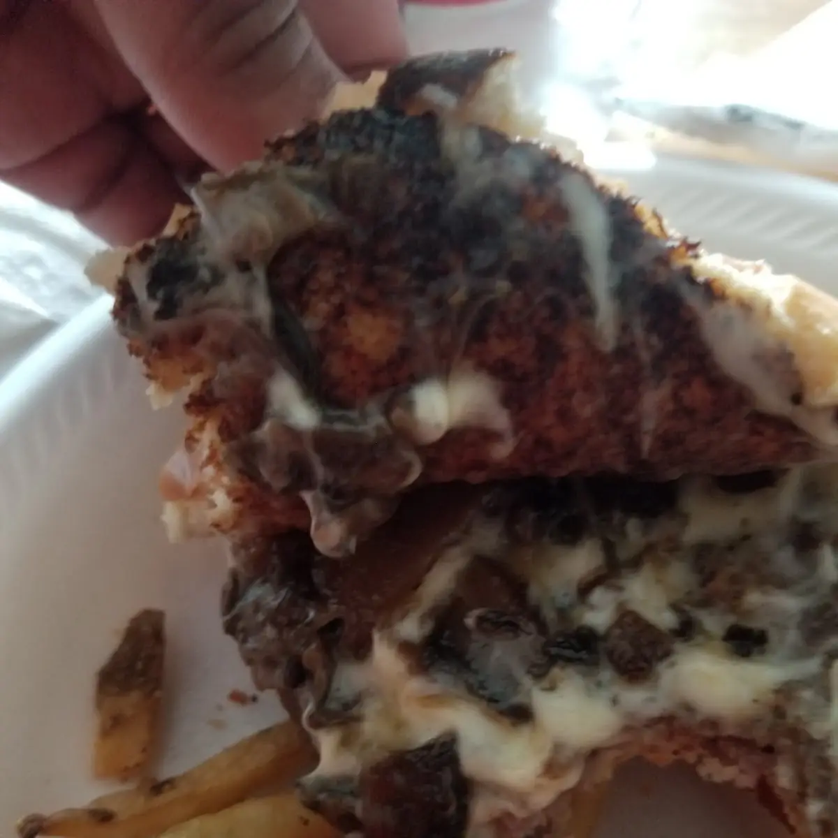 Mushroom Swiss Burger and Fries