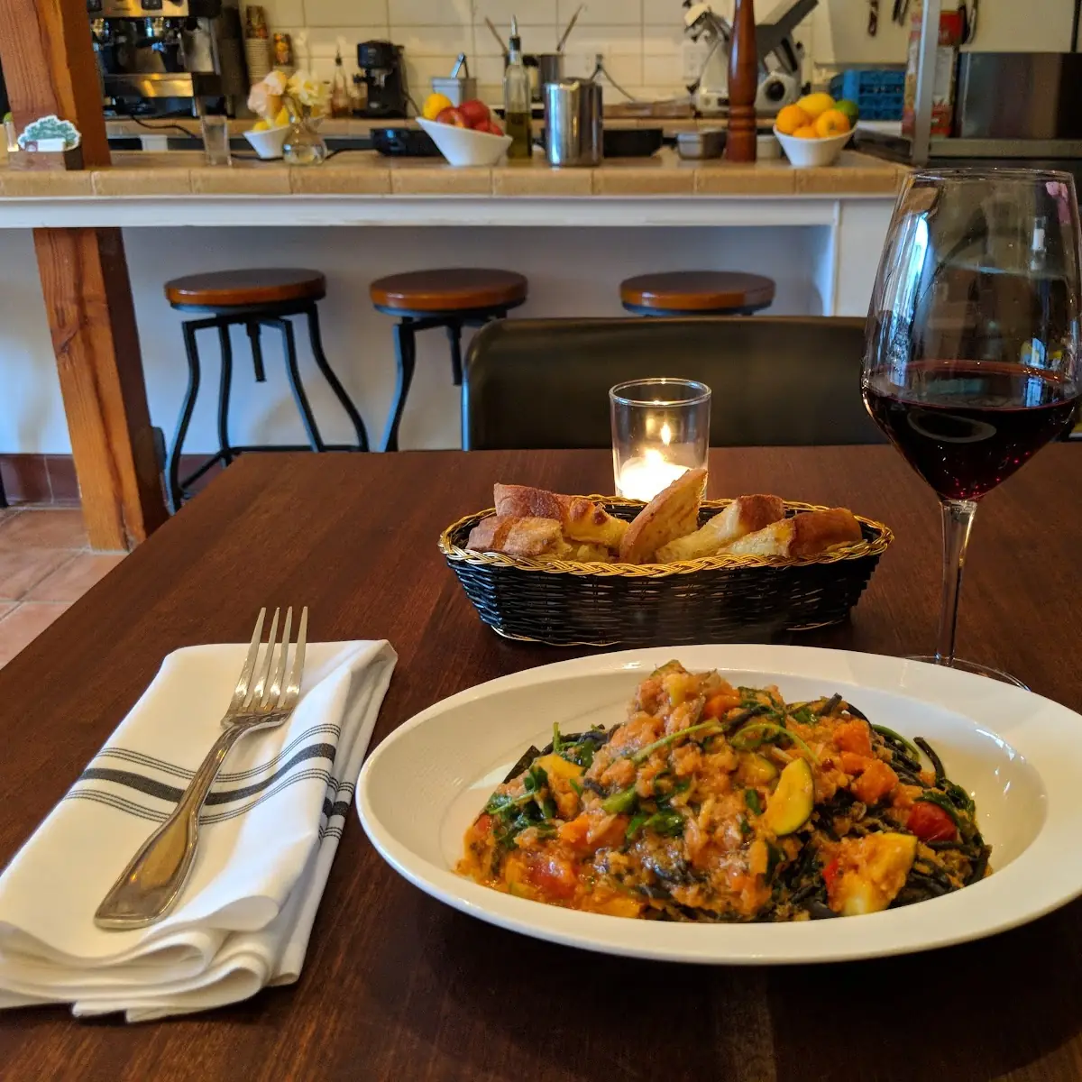 Homemade Squid Ink Pasta with Red Wine Blend