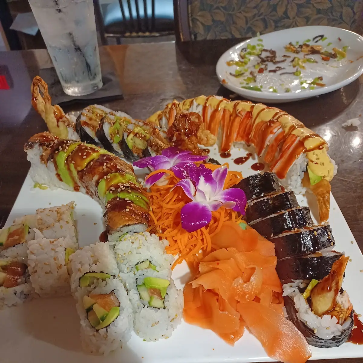 From Top Left Going Clockwise Eel Roll Spider Roll Detroit Roll Rock and Roll Alaskan Roll