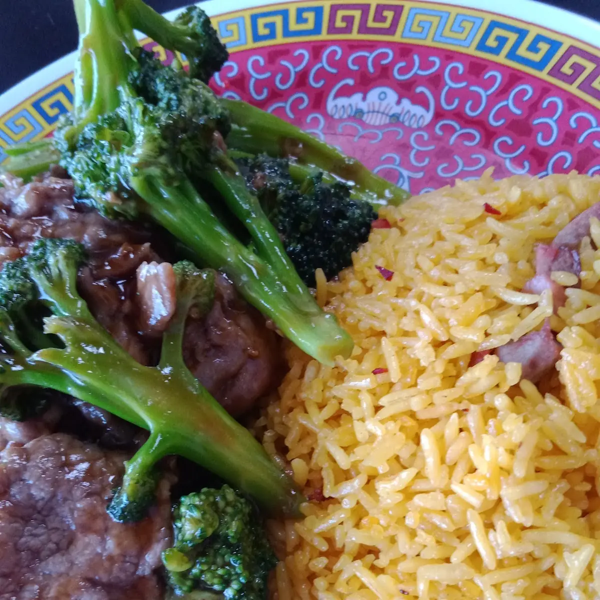 Beef Broccoli and Fried Rice with Pork
