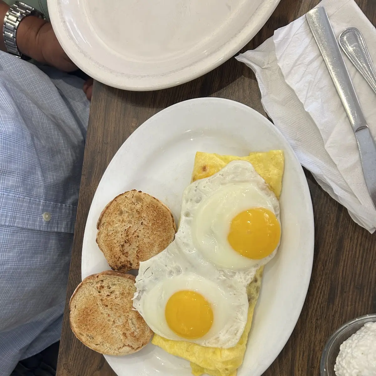 2 Sunny Side- 2scrambled Eggs English Muffin