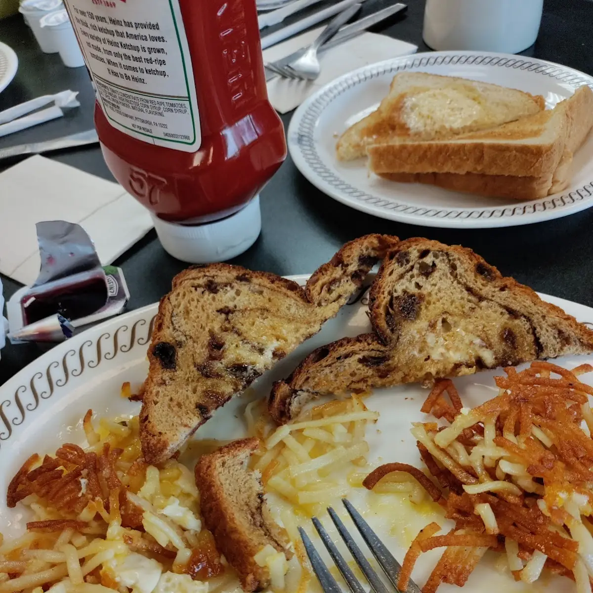 Hash Browns Eggs and Raisin Bread