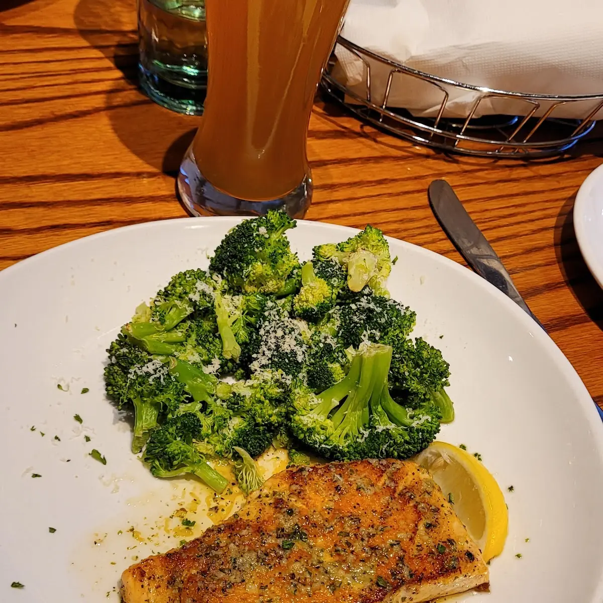 Salmon and Steamed Broccoli