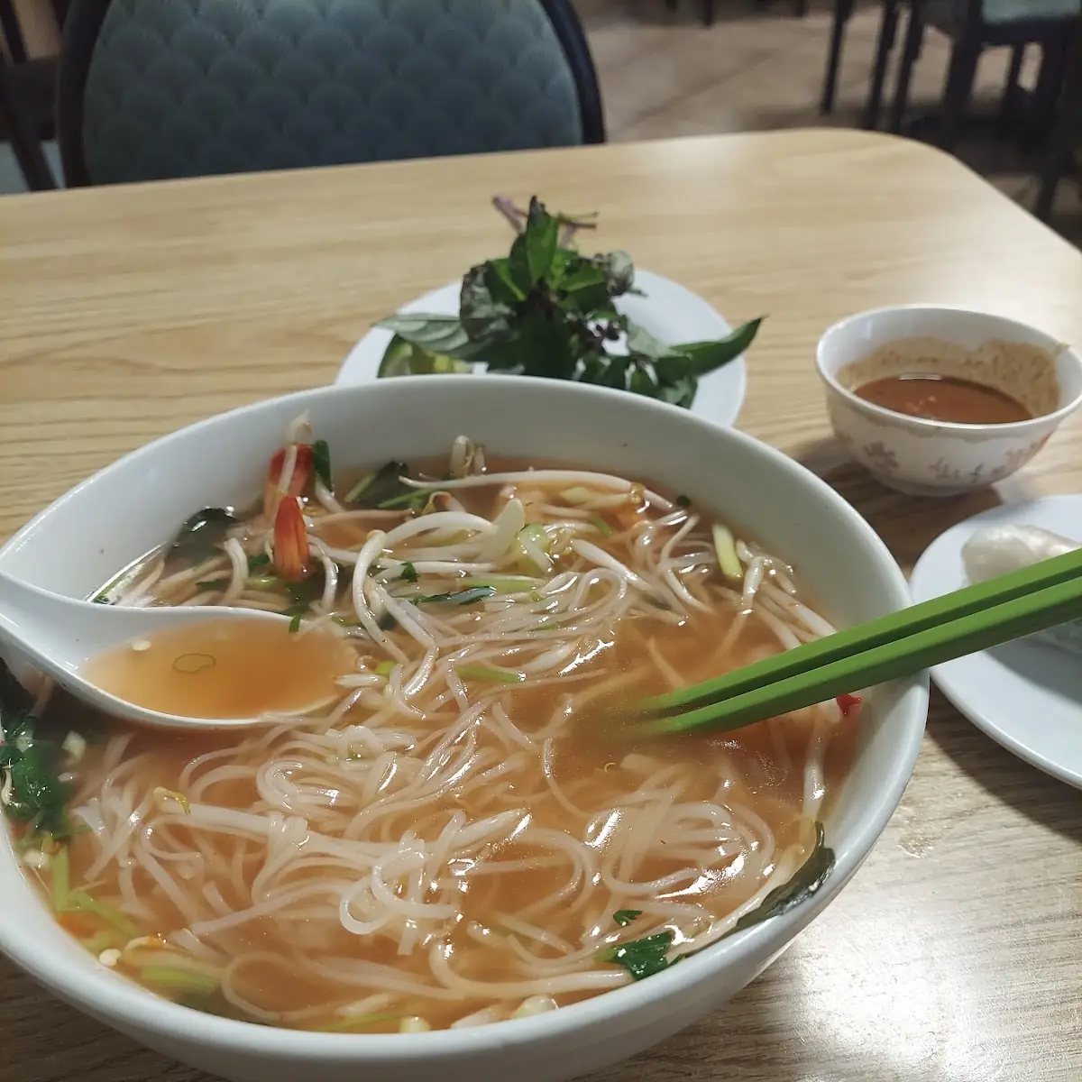 Seafood Pho and Shrimp Spring Rolls