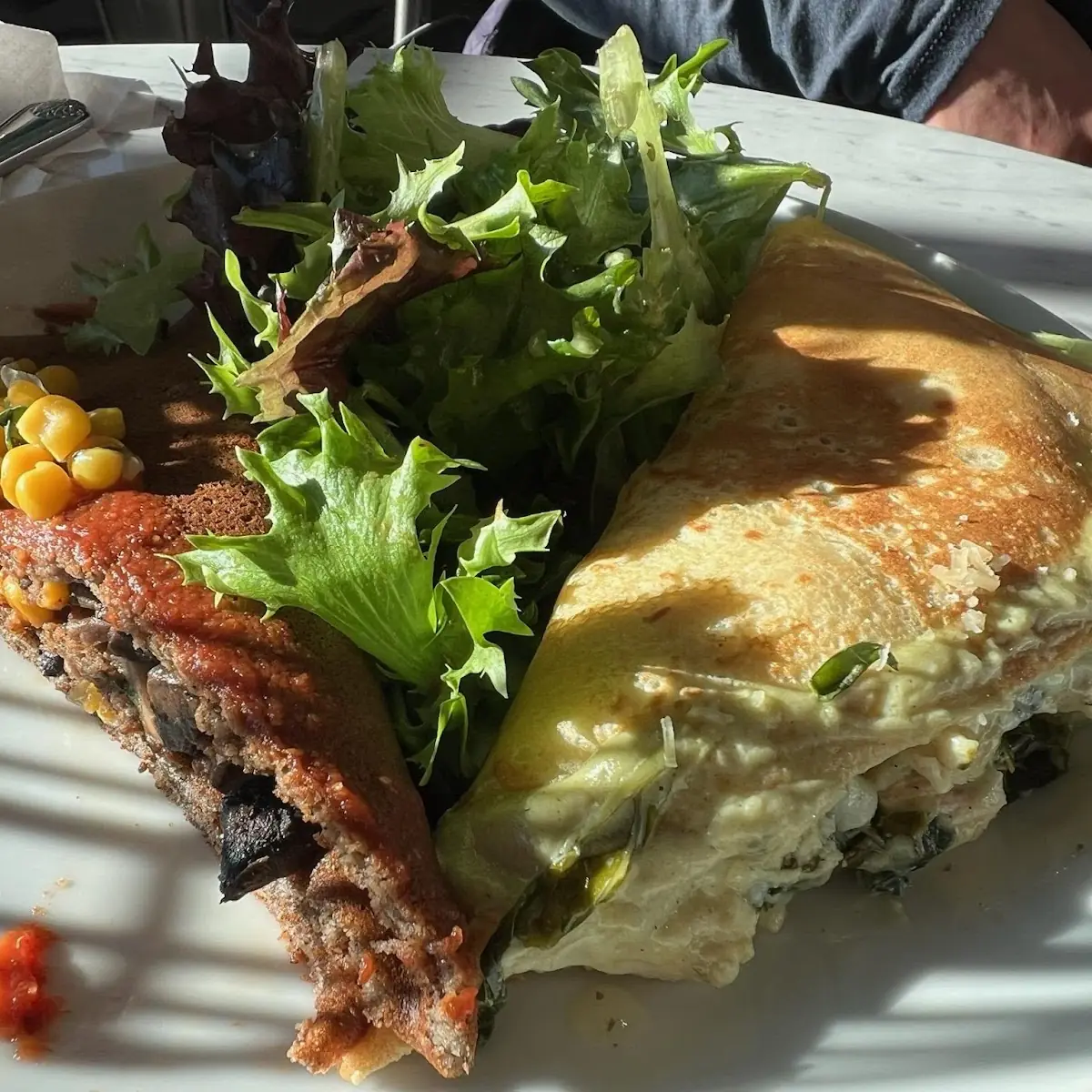 Black Bean Crepe & Chicken Florentine Crepes