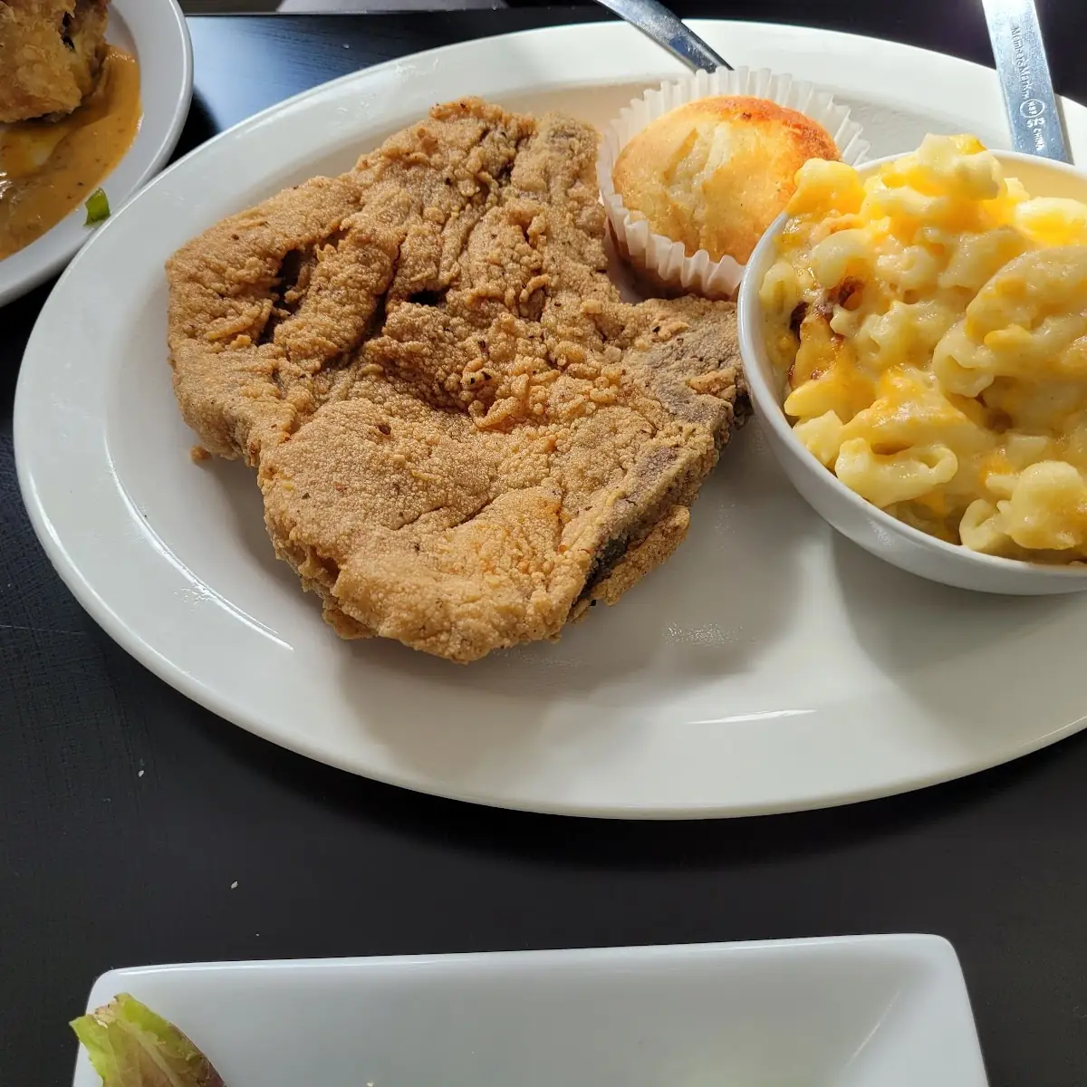 Fried Pork Chops with Mac and Cheese