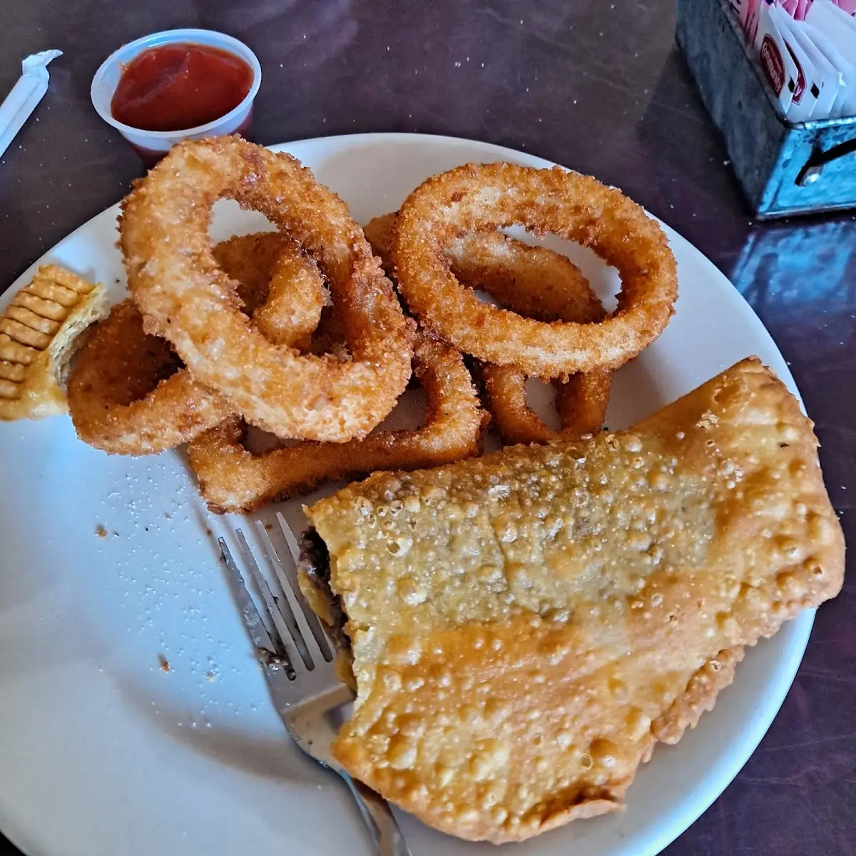 Meat Pie and Onion Rings