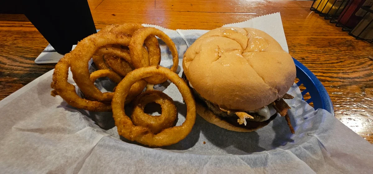 Hamburger and Onion Rings