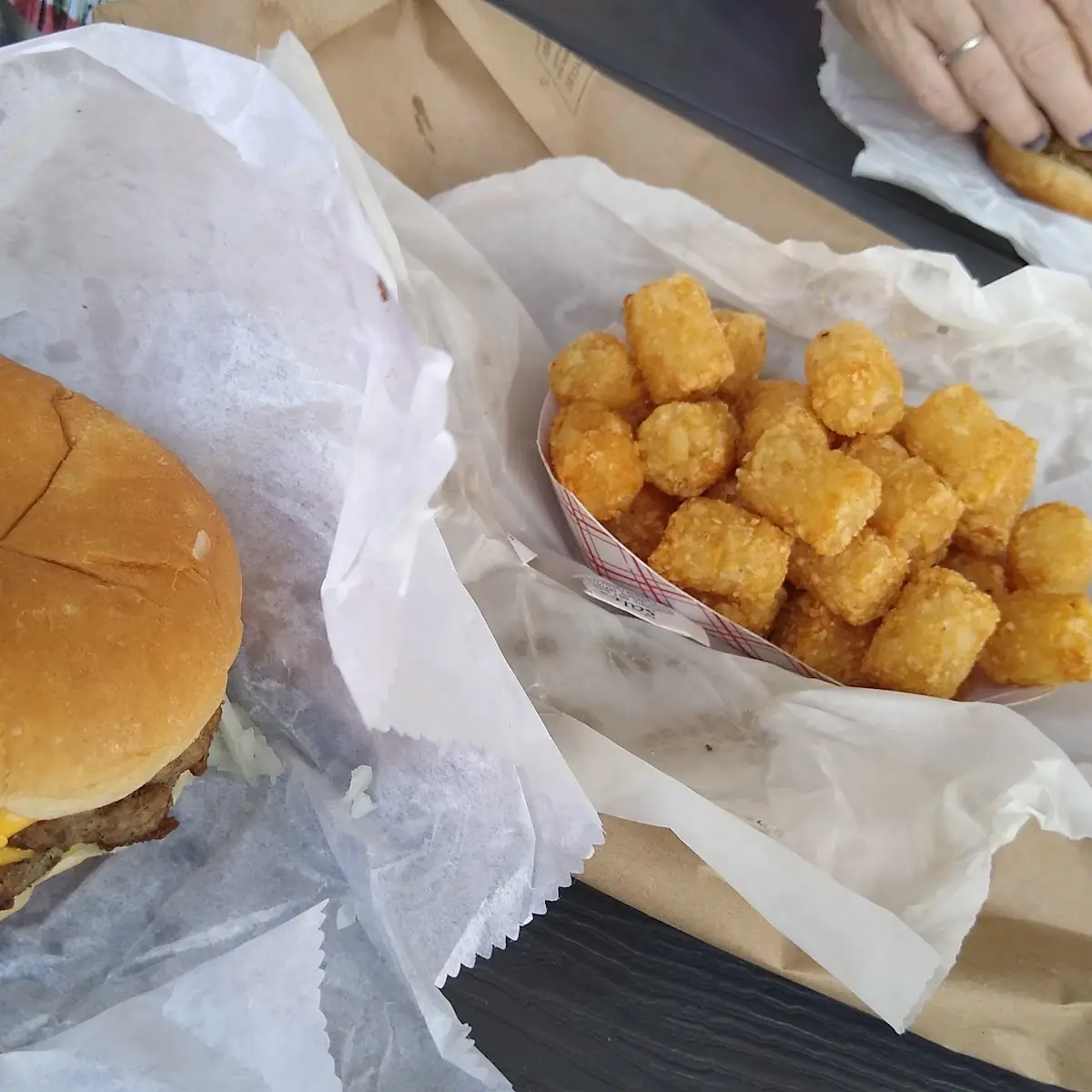 Double Cheeseburger and Tots