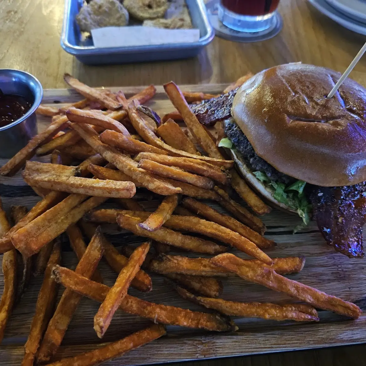 Billionaire Bacon Burger with Sweet Potato Fries