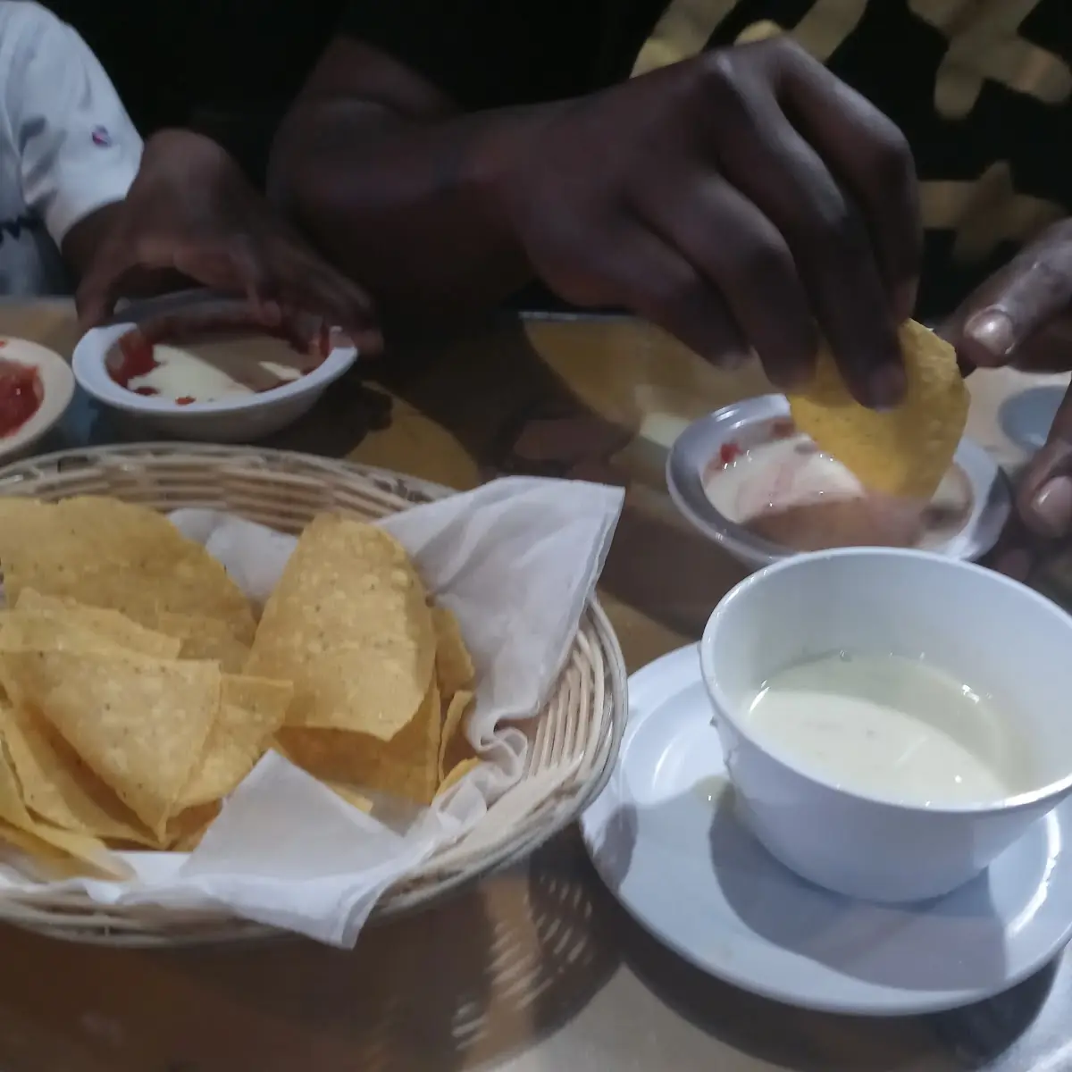 Chips and Salsa with Cheese Dip