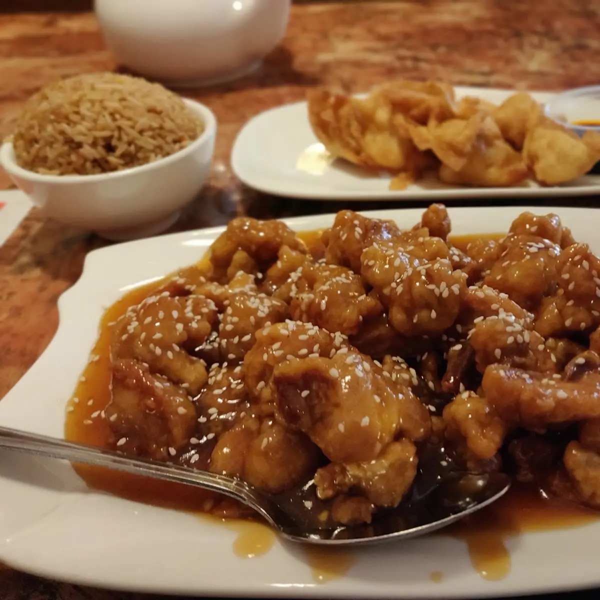 Sesame Chicken Fried Rice Pot Stickers