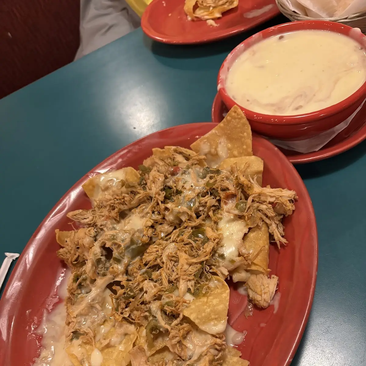 Chicken Nachos with Bean and Cheese Dip