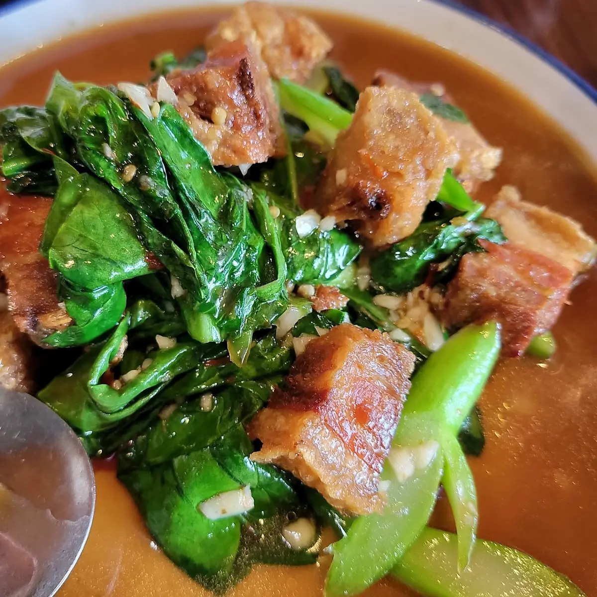 Crispy Pork Belly with Chinese Broccoli