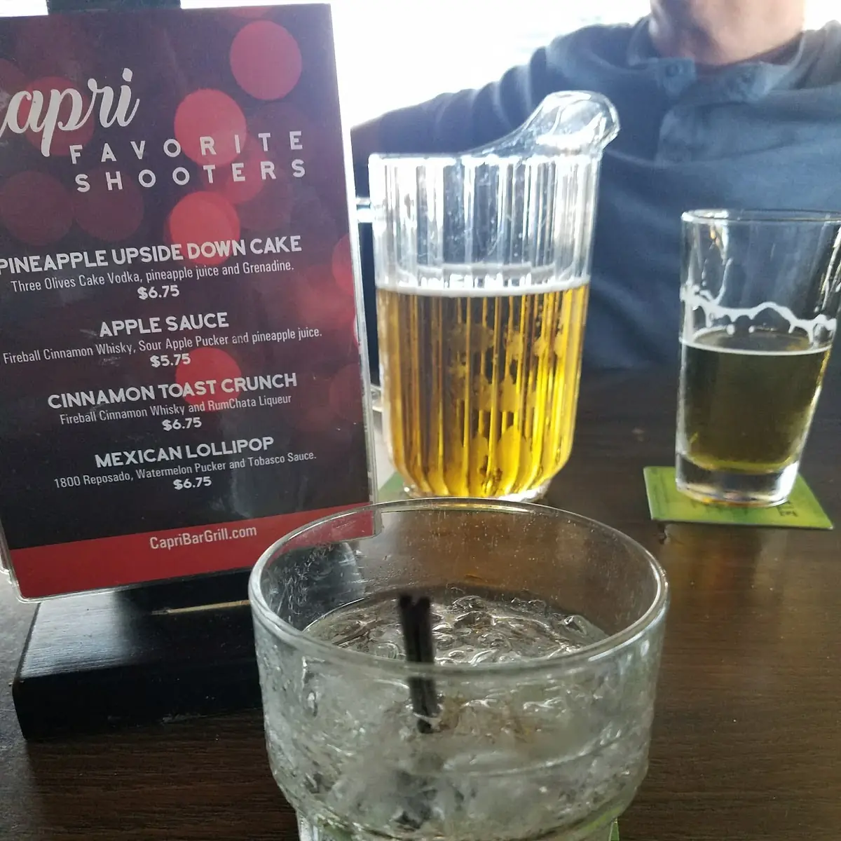 Vodka Rocks and Pitcher of Coors Light