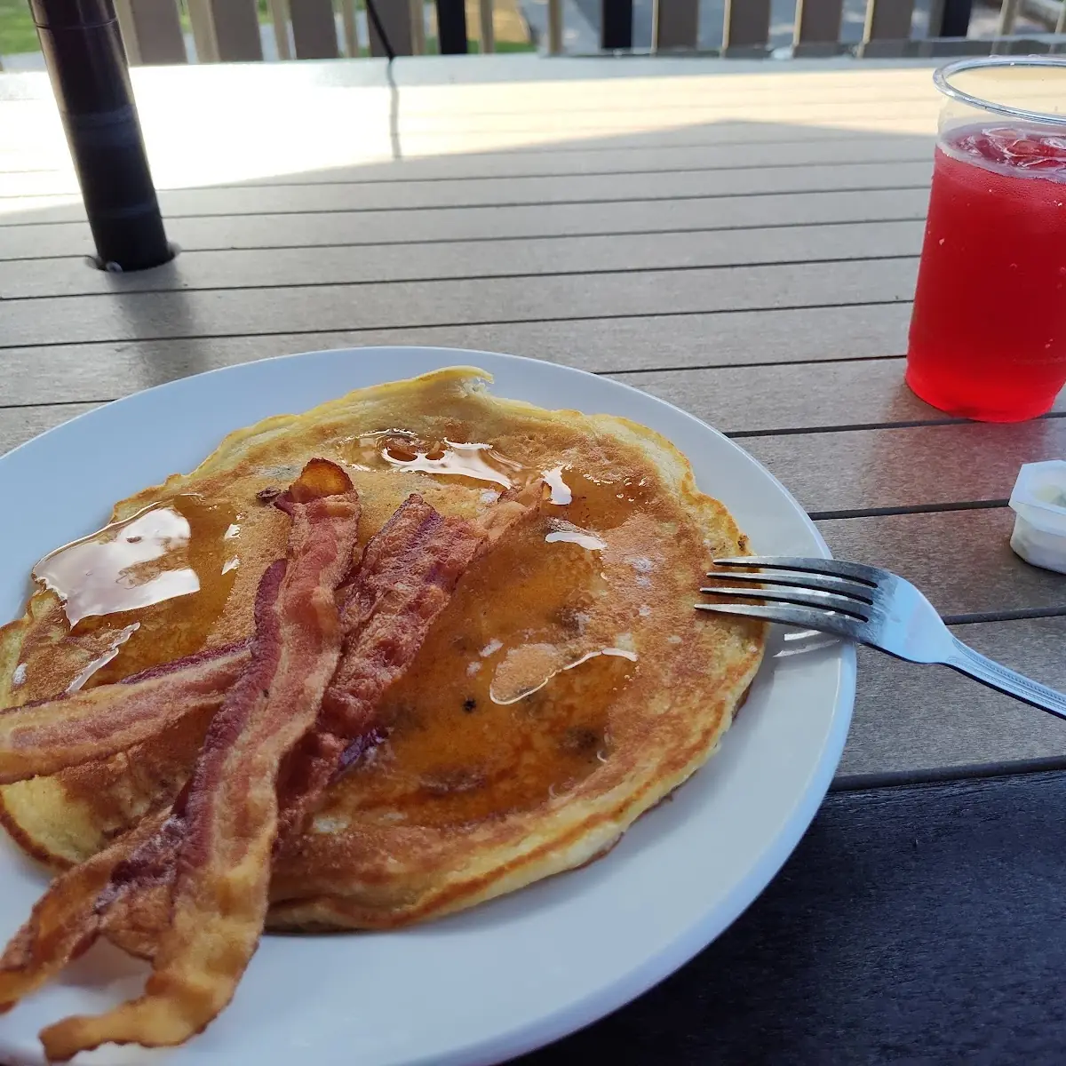 Blueberry Pancakes with Crispy Bacon