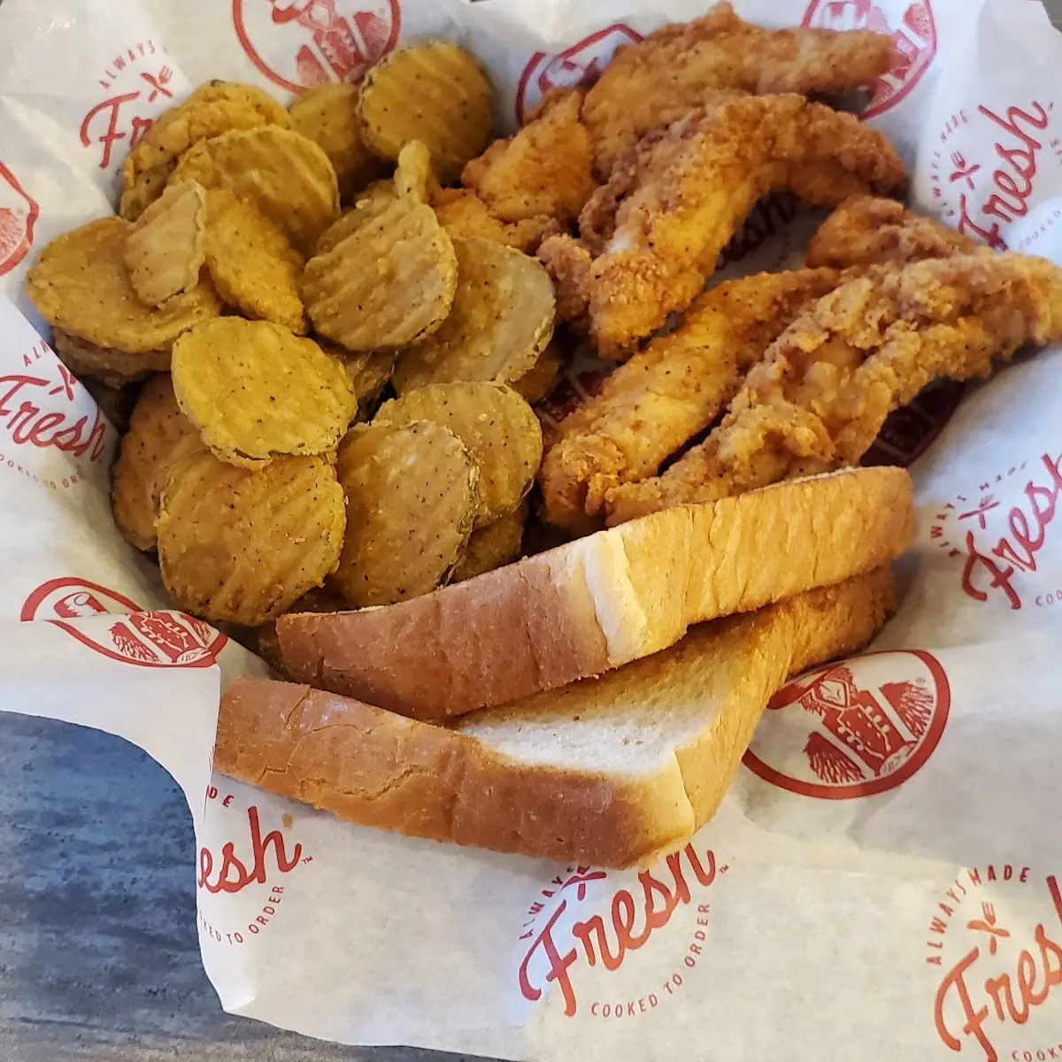 Chicken Tenders Platter and Fried Pickles