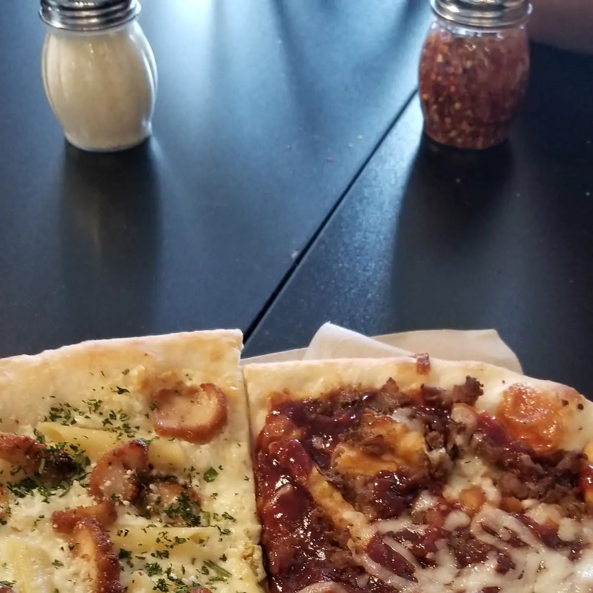Chicken Alfredo Pizza & BBQ Chicken Pizza