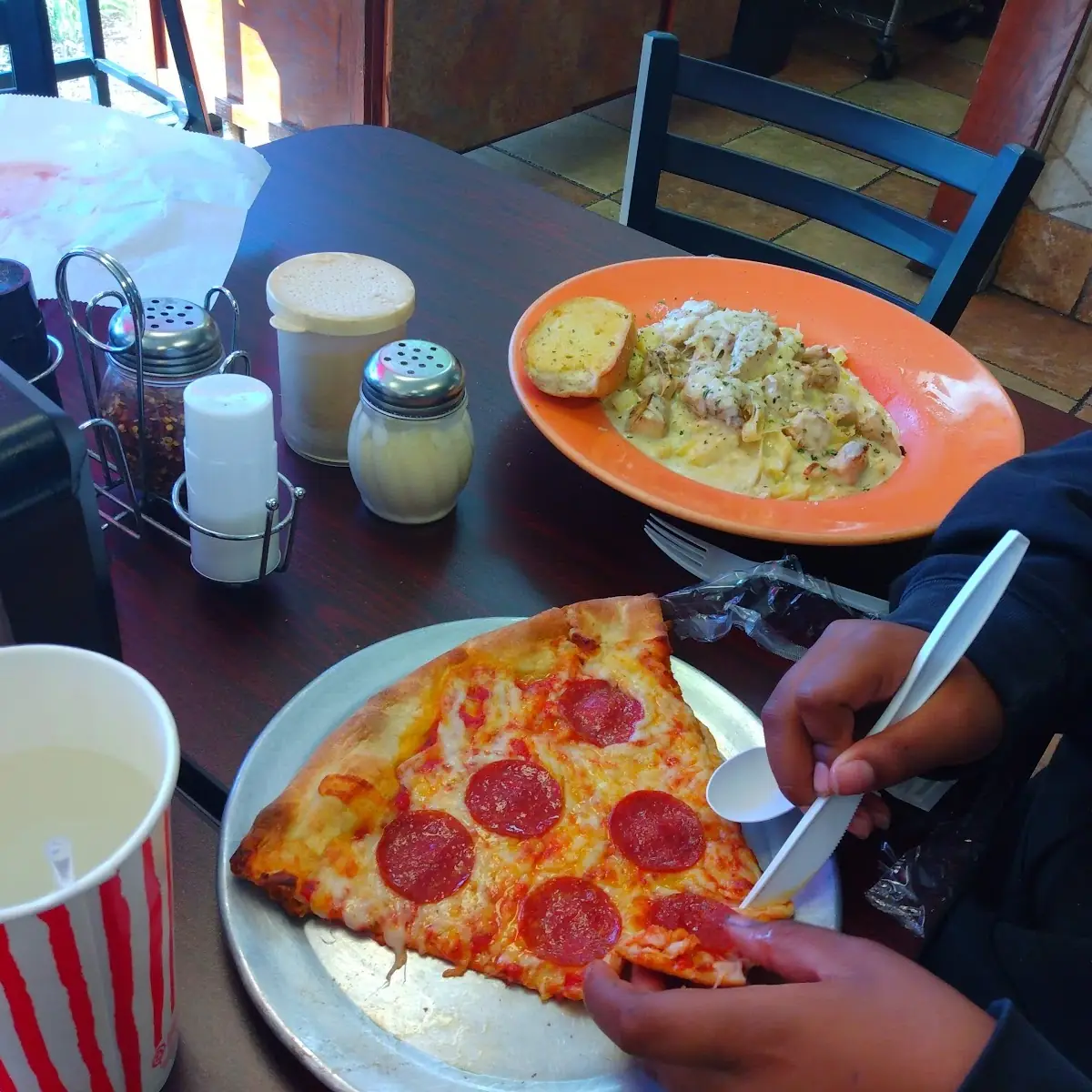 Pepperoni Pizza and Alfredo Pasta