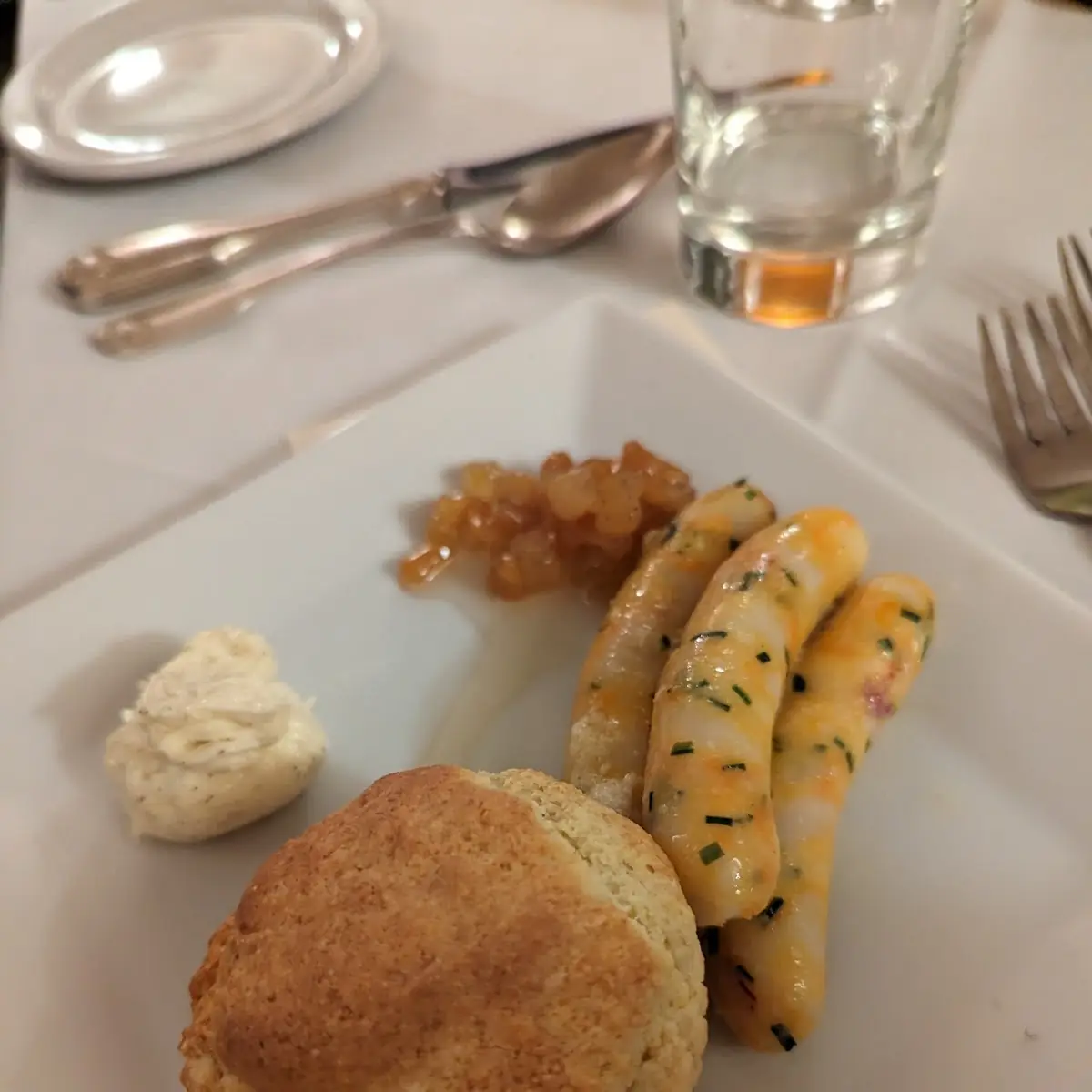 Seafood Sausage with Corn Bread Muffin & Candy Corn