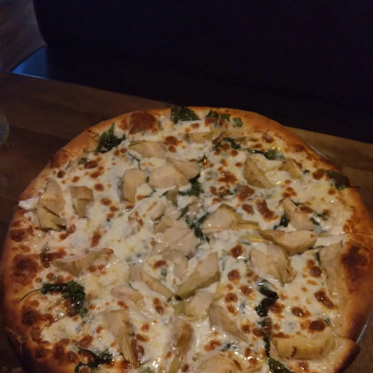 White Spinach and Artichoke Pizza
