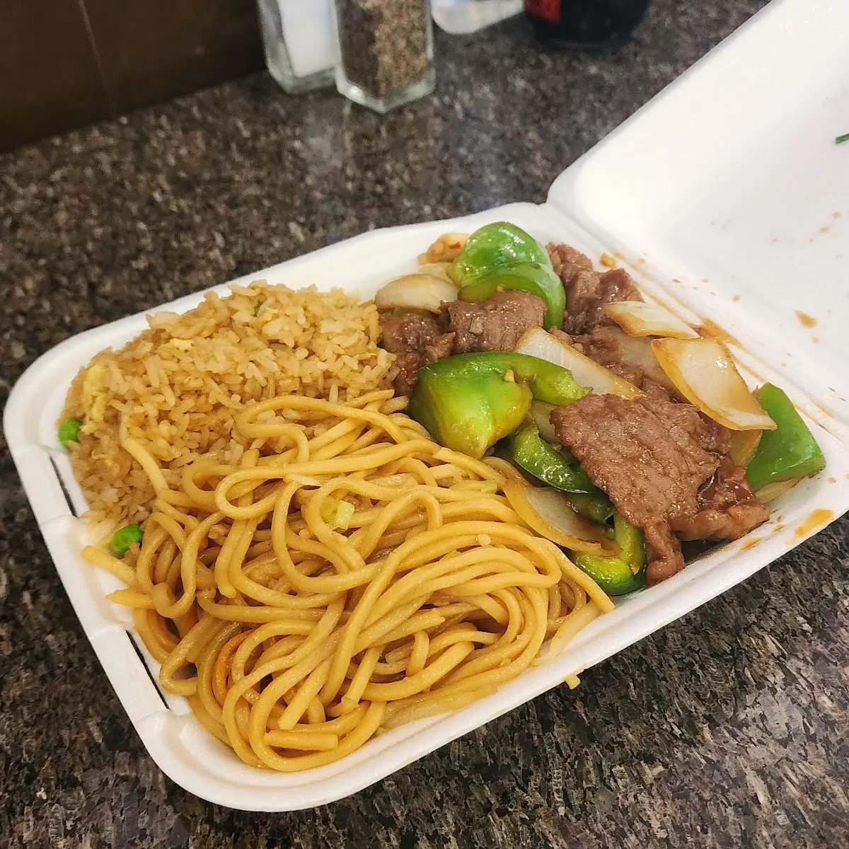 Beef Fried Rice & Chow Mein