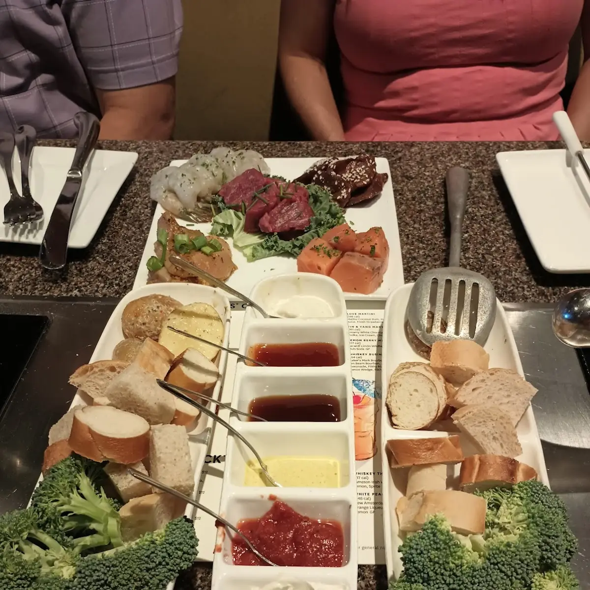 Cheese Fondue Appetizer with Vegetables and Bread