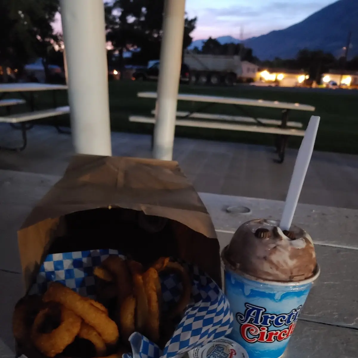 Onion Rings and a Small Shake