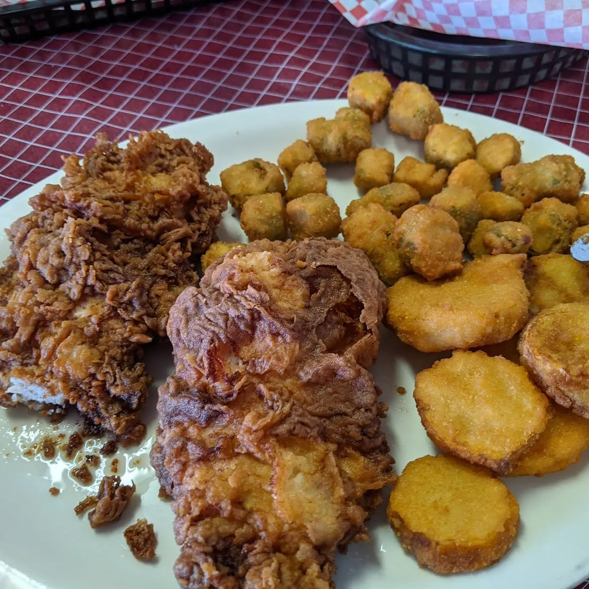 Battered Fried Pork Tenderloin with Squash N Okra