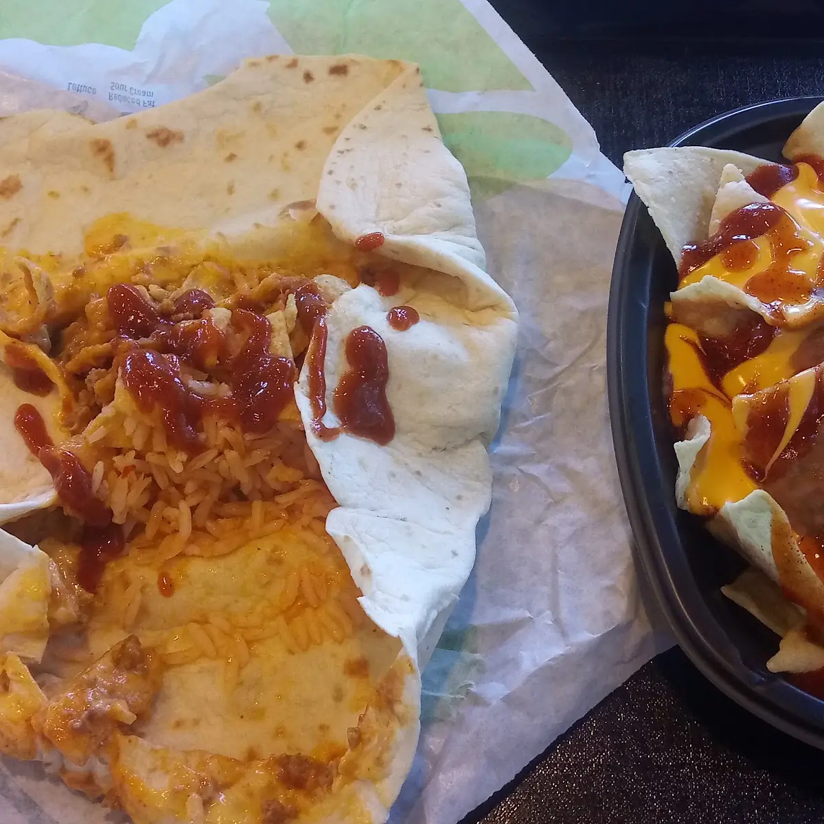 Cheese Bean and Rice Burrito & Triple Layer Nachos