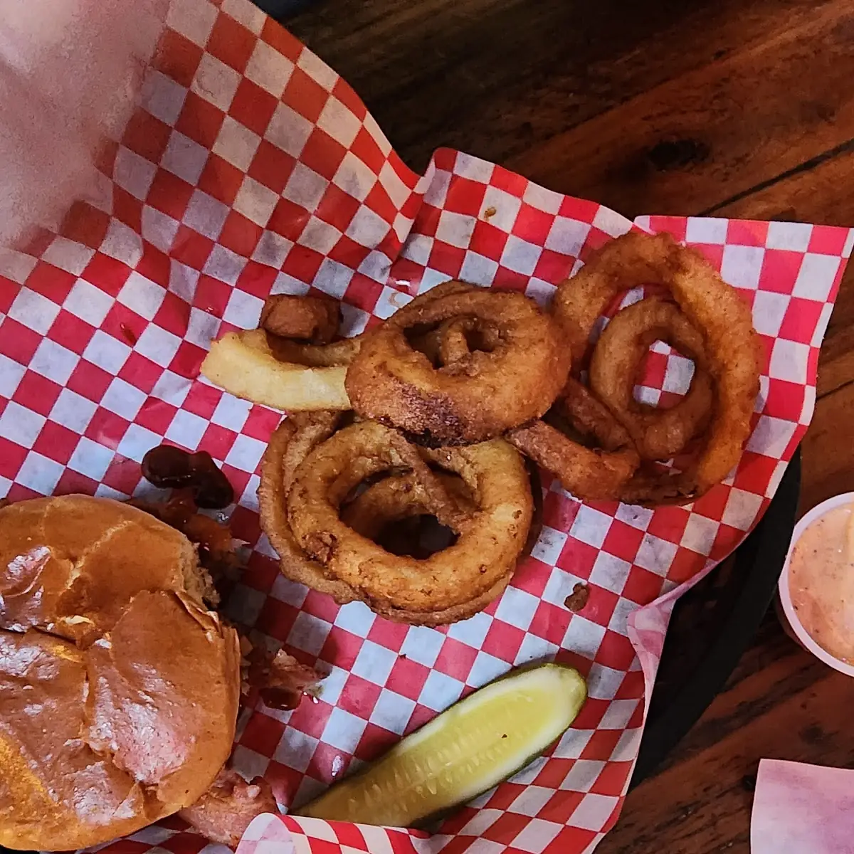 BBQ Burger with Onion Rings