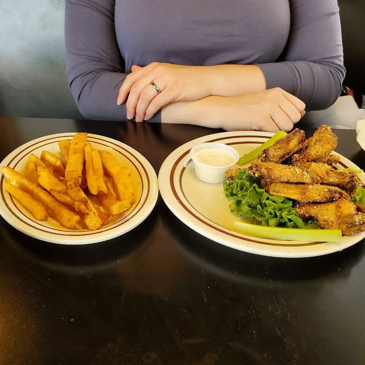 Parmesan Chicken Wings with Fries