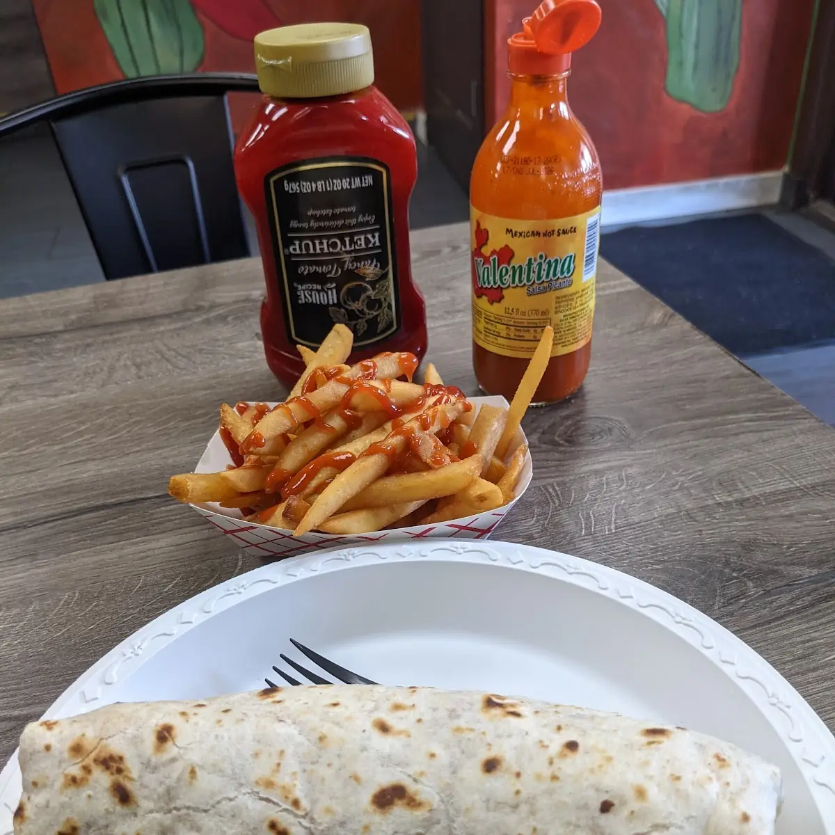 Breakfast Burrito and Fries
