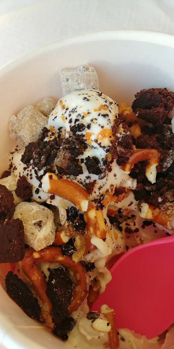 Salted Carmel Pretzel Cookie Dough Brownie
