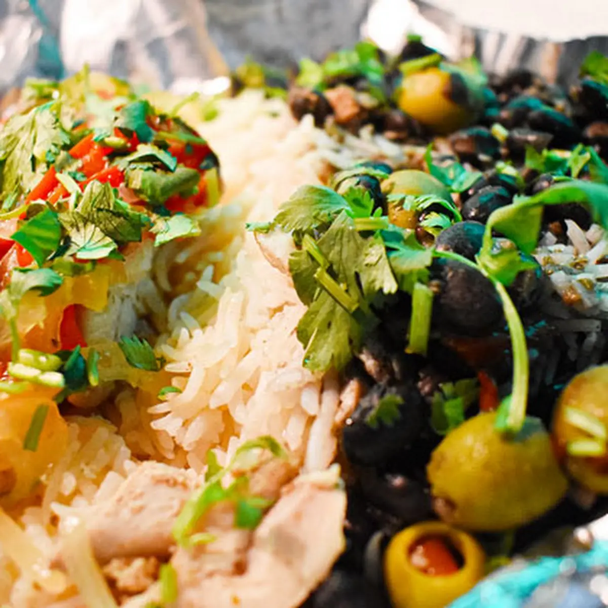 Garlic Chicken with Rice and Beans