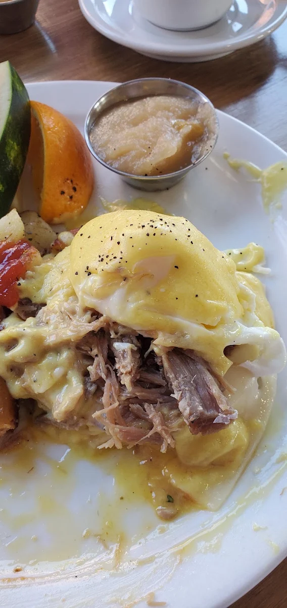 Pulled Duck and Emmental Cheese Eggs Benny