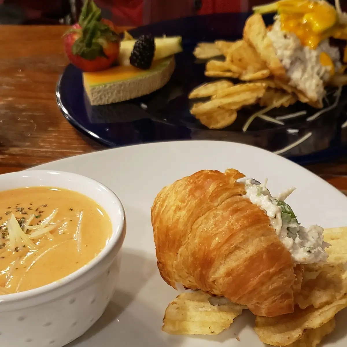 Tomato Soup and Chicken Salad Croissant