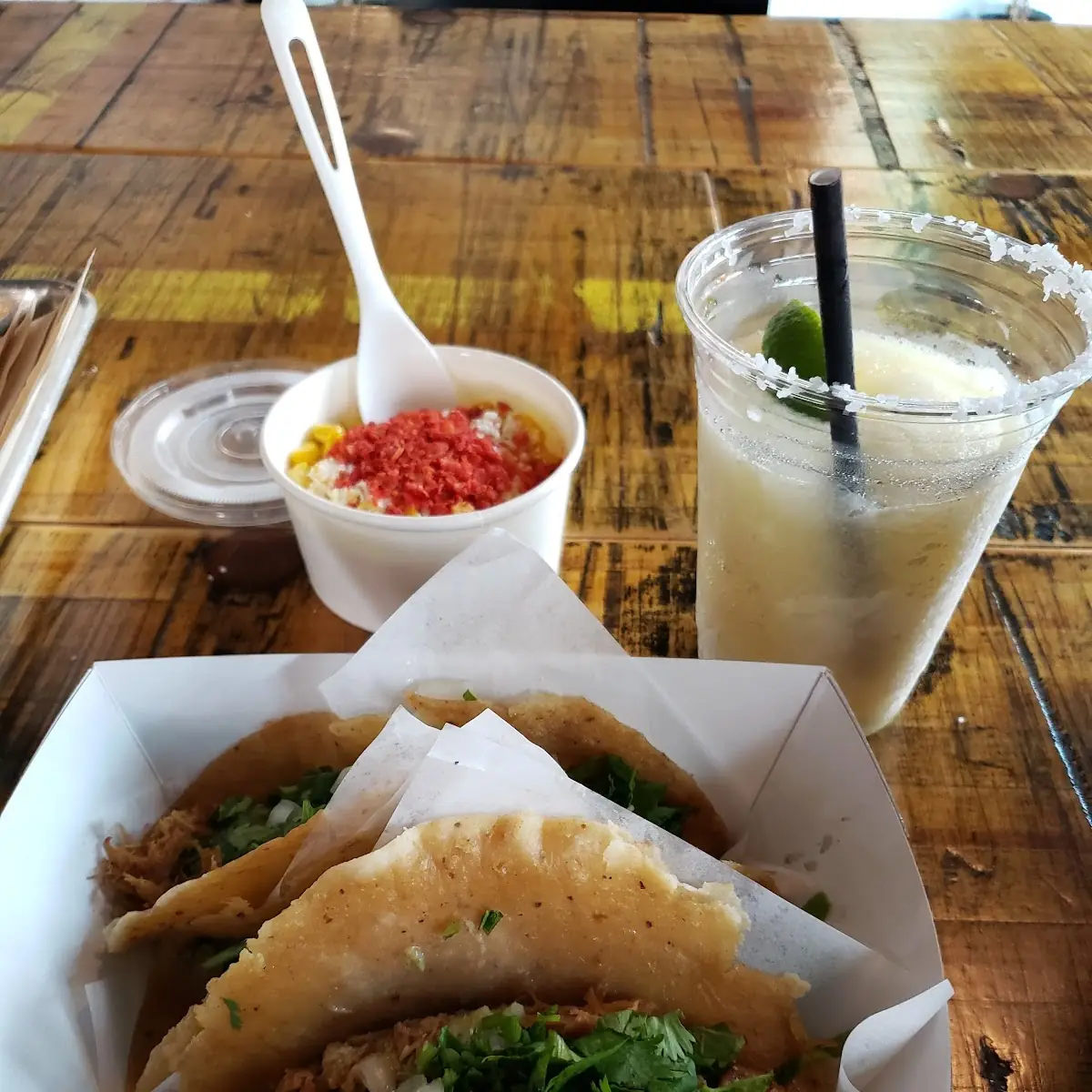 Carnitas Tacos and Mexican Corn